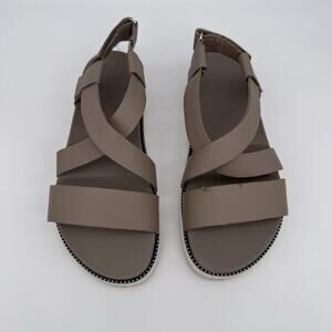 Sorel Womens Roaming Criss Cross Sandal Size‎ 8.5 Khaki Brown Leather Minimalist